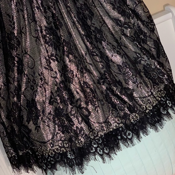 Francesca’s Black lace overlay Silver dress - Picture 4 of 5